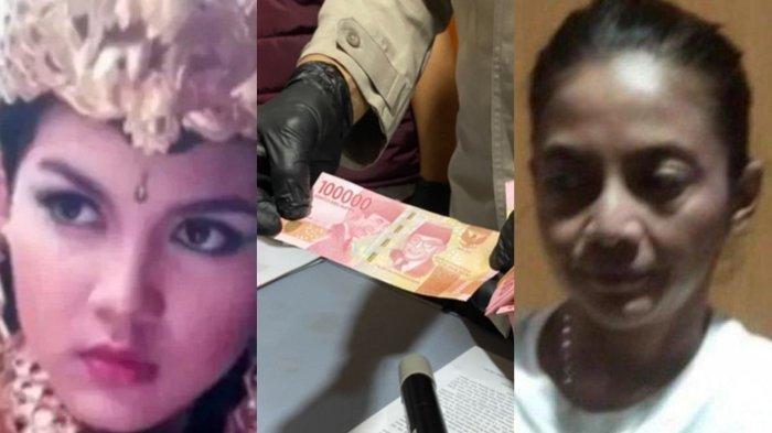 UANG PALSU - Kolase foto mantan artis drama kolosal belanja pakai uang palsu Rp223 juta. Ia kini ditangkap polisi.