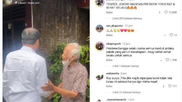 JOKOWI BERTEMU DOSEN PEMBIMBING - Pertemuan Presiden ke-7 RI, Joko Widodo dan mantan dosen pembimbingnya, Kasmudjo pada Selasa (13/5/2025) viral di media sosial. Netizen membanjiri kolom komentar.