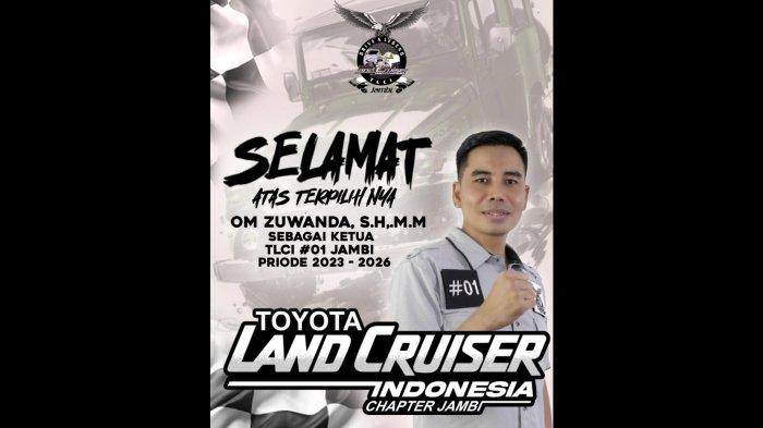 Zuwanda terpilih sebagai Ketua TLCI Chapter 01 Jambi msa bakti 2023-2026, melalui musyawarah yang digelar di Eve Garden, Kota Jambi, Sabtu 12 Agustus 2023 malam.