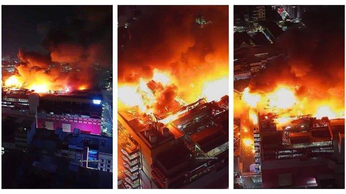 Kebakaran hebat di Glodok Plaza di Tamansari, Jakarta Barat, sejak Rabu malam pukul 21.30 WIB hingga Kamis (16/1/2025) dini hari. Api yang menjalar di lantai 7 dan 8 sudah merambat hingga ke seluruh bangunan di lantai 9.