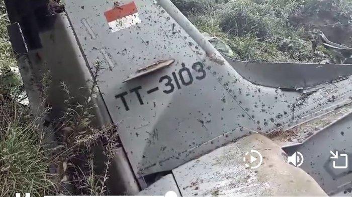 Pesawat milik TNI AU dengan nomor seri TT 3103 yang jatuh di wilayah Pasuruan, Jawa Timur.