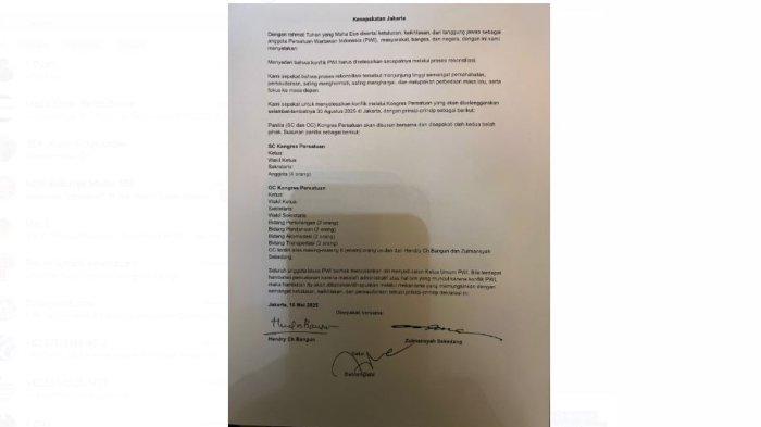 Kesepakatan Jakarta menjadi kesepakatan pada konflik internal Persatuan Wartawan Indonesia (PWI). Kedua pihak yang berkonflik menyepakati masalah yang berlarut di PWI akan diselesaikan melalui Kongres Persatuan yang akan digelar di Jakarta paling telat 30 Agustus 2025.