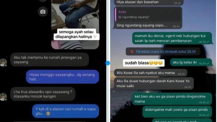 (Kiri) chat perselingkuhan antara oknum camat dengan ibu dari Tiara. (Kanan) chat Tiara dengan ibunya