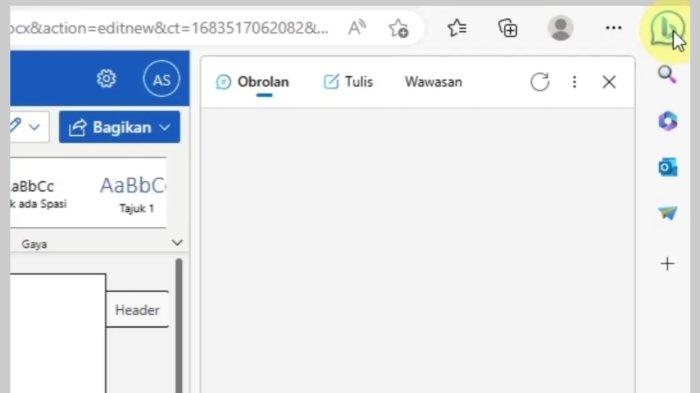 Klik logo Bing (B) di pojok kanan atas