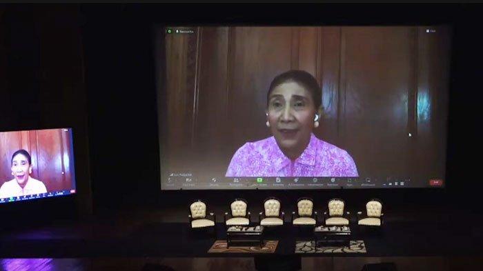Mantan Menteri Kelautan dan Perikanan, Susi Pudjiastuti, saat berbicara di acara Green Press Community (GPC) yang digelar Society of Indonesian Environmental Journalists (SIEJ), di Jakarta, Kamis (9/11/2023).