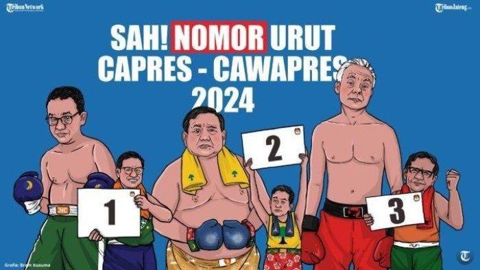 Berikut makna nomor urut capre-cawapres di Pilpres 2024 menurut Anies-Muhaimin, Prabowo-Gibran dan Ganjar-Mahfud.