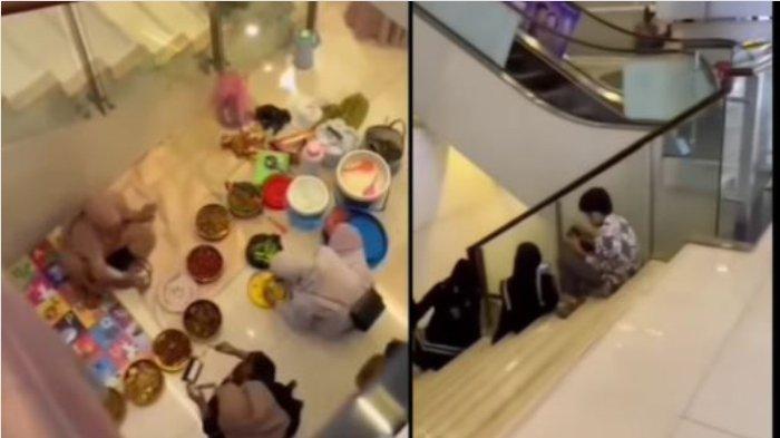 Emak-emak piknik di dalam mall di Sukabumi