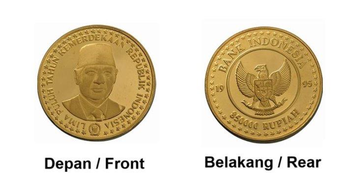 Uang koin nominal Rp 850.000 bergambar Presiden RI Ke-2, Soeharto pada salah satu sisinya.