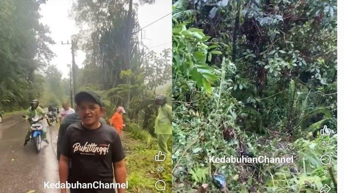 AVANZA MASUK JURANG - Lokasi mobil Toyota Avanza asal Simeulue pandu mobil ambulans kecelakaan terjun ke jurang puluhan meter dan masuk ke sungai di Desa Tanjung Mulia, Kecamatan Sitellu Tali Urang Jehe (STTUJ) Kabupaten Pakpak Bharat, Sumatera Utara, Rabu (23/5/2025)