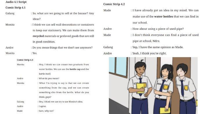 Kunci jawaban Bahasa Inggris untuk SMP Kelas 9 Buku English For Nusantara Kurikulum Merdeka Halaman 212 poin b atau Worksheet 4.2 Section 2 Listening, Unit 1. Look at My Creation pada Chapter 4 Upcycling Used Materials.