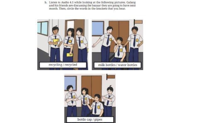 Worksheet 4.2 untuk kunci jawaban Bahasa Inggris SMP Kelas 9 Buku English For Nusantara Kurikulum Merdeka Halaman 212 poin b Section 2 Listening, Unit 1. Look at My Creation pada Chapter 4 Upcycling Used Materials.