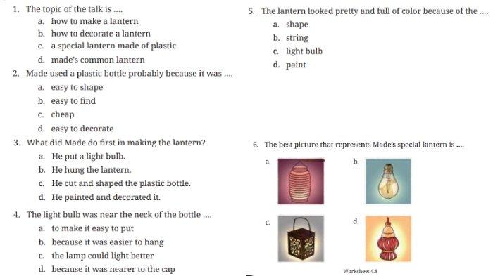 Kunci jawaban Bahasa Inggris SMP Kelas 9 Buku English For Nusantara Kurikulum Merdeka Halaman 226 Worksheet 4.8 Section 5 Listening, Unit 1. Look at My Creation pada Chapter 4 Upcycling Used Materials.