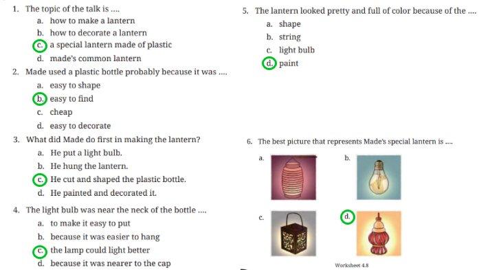 Kunci jawaban Bahasa Inggris SMP Kelas 9 Buku English For Nusantara Kurikulum Merdeka Halaman 226 Worksheet 4.8 Section 5 Listening, Unit 1. Look at My Creation pada Chapter 4 Upcycling Used Materials.
