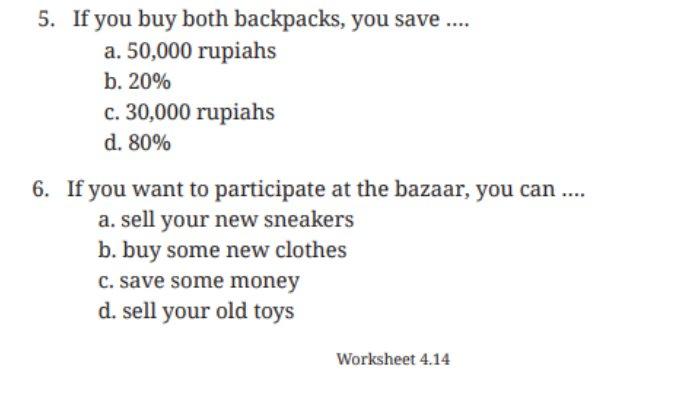 Berikut kunci jawaban Bahasa Inggris untuk SMP Kelas 9 Buku English For Nusantara Kurikulum Merdeka Halaman 237 Worksheet 4.14 Section 3 Reading, Unit 2. They're on Sale! pada Chapter 4 Upcycling Used Materials.