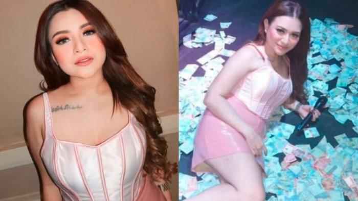 PENGHASILAN - Disc Jockey, Nathalie Holscher berpose di atas tumpukan uang usai manggung sebagai DJ. Kini mantan istri Sule mengungkap dirinya mendapat Rp200 juta hasil dari live TikTok selama tiga jam, Sab