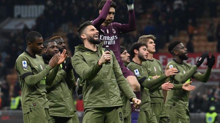 Pemain AC Milan usai mengalahkan Torino