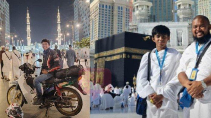 Pria Pergi Umrah Pakai Sepeda Motor