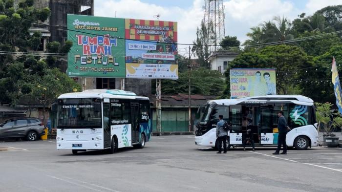 RUTE DAN LOKASI HALTE bus listrik Trans Bahagia Kota Jambi yang terbaru.