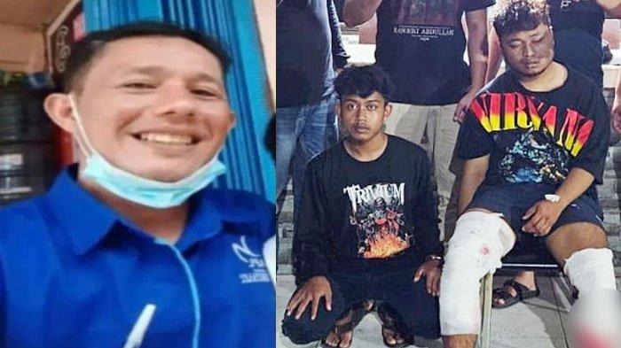 Korban begal, Risdianto alias Anto (kiri), driver taksi online di Jambi, dan dua tersangka pelaku begal yang menyebabkan Risdianto tewas (kanan)