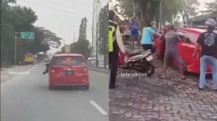 Viral di sosial media aksi mobil mewah seret polisi di kap mobil.