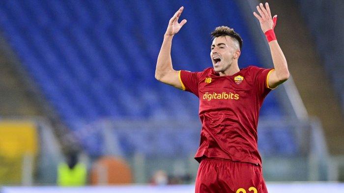 Ekspresi striker AS Roma El Shaarawy di laga melawan Bodo di Liga Europa