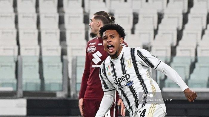 Gelandang Juventus Amerika Weston McKennie merayakannya setelah mencetak gol selama pertandingan sepak bola Serie A Italia Juventus vs Torino pada 5 Desember 2020 di Allianz Stadium di Turin. Juventus harus berhadapan dengan seabrek masalah yang ditimbulkan seorang Weston McKennie.