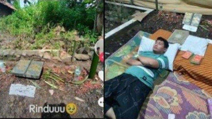 pria Tidur di Makam Istri