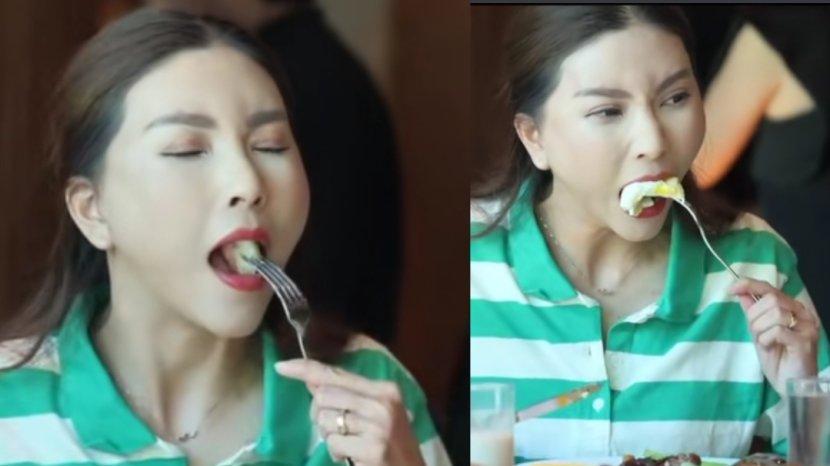 Sarwendah lagi makan nampak kesulitan