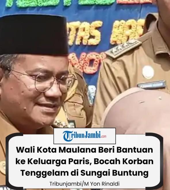 Wali Kota Maulana Beri Bantuan ke Keluarga Paris, Bocah Korban Tenggelam di Sungai Buntung