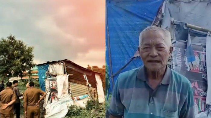 Senyum tipis Tasripan saat mendapat uluran tangan Wabup Sidoarjo, Hj Mimik Idayana. Kakek ini belasan tahun hidup di gubuk tak layak, terlantar oleh anak-anaknya, termasuk yang berpangkat TNI.