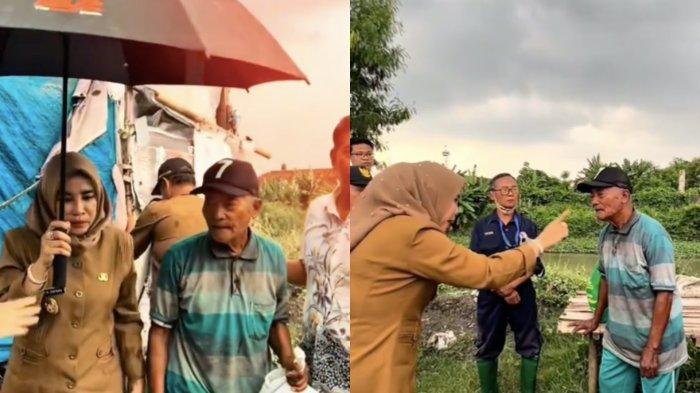 WABUP SIDOARJO SIDAK - Wabup Sidoarjo Mimik Idayana saat mengunjungi Mbah Tasripan yang hidup di gubuk reyot.
