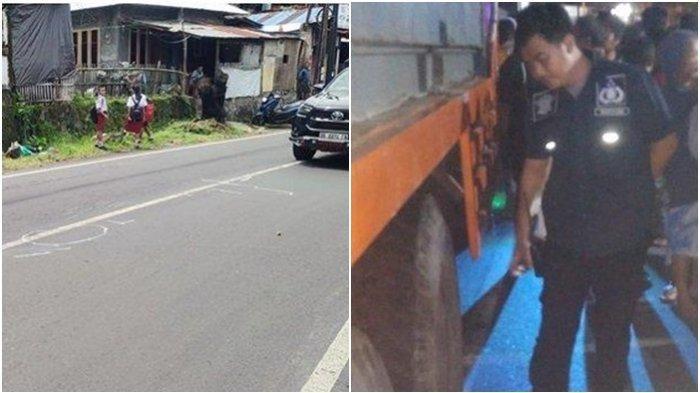 KECELAKAAN: Lokasi kecelakaan seorang pria yang terlindas truk kontainer di Jalan Utama Arie Lasut, Singkil, Manado, Senin (16/6/2025) malam. Korban meninggal dunia di TKP. (TRIBUN MANADO/ISTIMEWA)