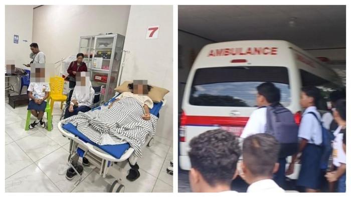 KERACUNAN MBG - 200 siswa SMPN 8 Kota Kupang NTT mengalami gejala keracunan usai menyantap Makan Bergizi Gratis (MBG) Selasa (22/7/2025). Tampak sejumlah siswa-siswi SMPN 8 Kota Kupang dirawat di rumah sakit diduga keracunan konsumsi makanan bergizi gratis.  
