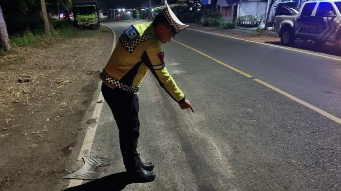 OLAH TKP: Polisi melakukan olah TKP kecelakaan di Jalan Raya Jember-Surabaya Desa Yosorati Kecamatan Sumberbaru Jember, Jawa Timur, Selasa (29/7/2025). Penumpang Vario tewas terlindas truk. (TRIBUN JATIM/ISTIMEWA)