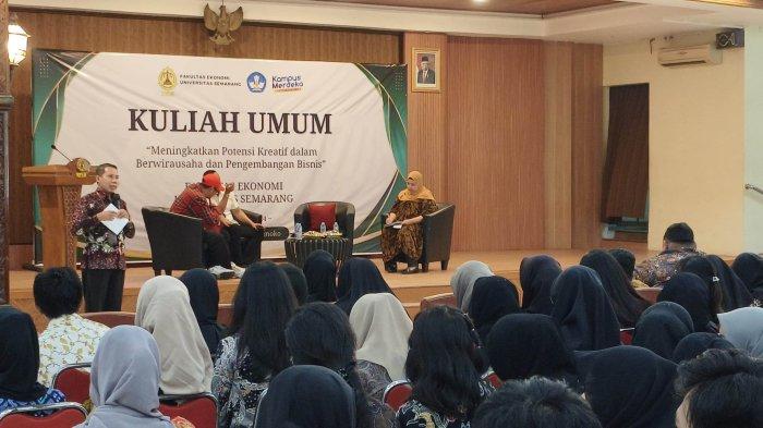 Sebanyak 310 mahasiswa Fakultas Ekonomi (FE) Universitas Semarang (USM) menggelar Kuliah Umum Kewirausahaan dengan Tema 