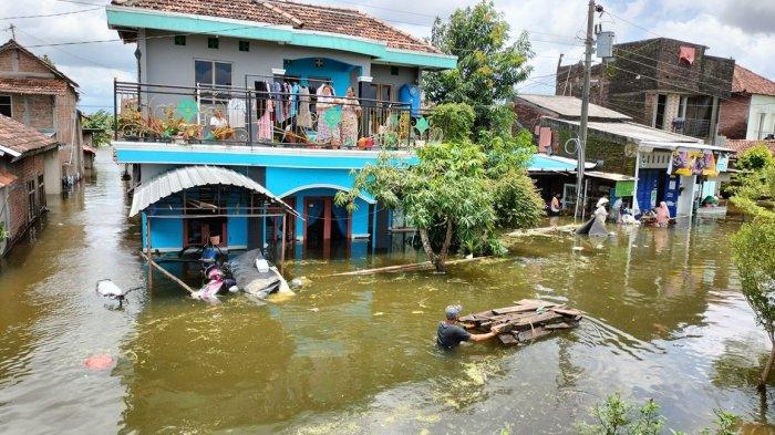Banjir di Desa Goleng, Pasuruhan Lor, kecamatan Jati Kabupaten Kudus.