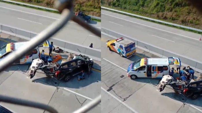 Beredar video pascakecelakaan maut mobil Pajero hitam di Tol Semarang-Batang KM 404, masuk wilayah Kendal, Jawa Tengah, Sabtu (22/6/2024) pagi. 