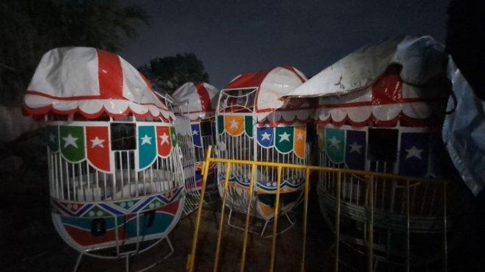 Bianglala Pasar Malam jatuh di Kecamatan Colomadu, Kabupaten Karanganyar.(KOMPAS.COM/Fristin Intan Sulistyowati)