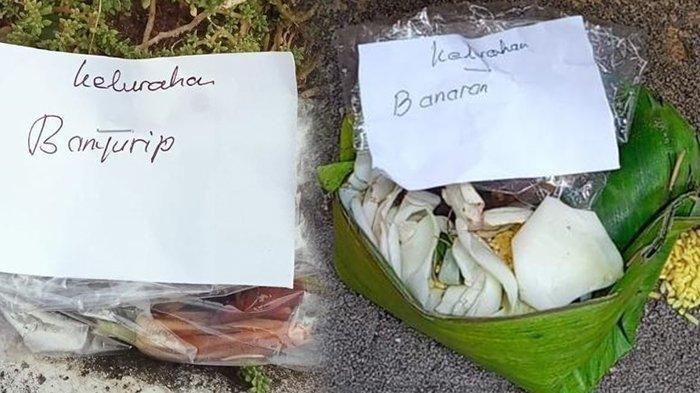 Penampakan bunga sajen yang dikirim seseorang ke kantor desa di wilayah Kecamatan Sambungmacan, Kabupaten Sragen pada Selasa (28/11/2023).
