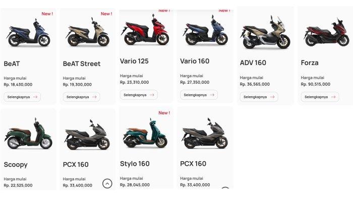 Daftar Harga Motor Honda Resmi Terbaru, Minggu 21 Juli 2024