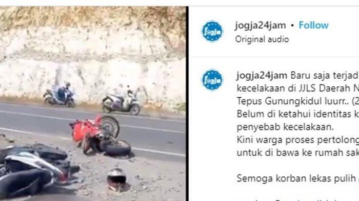 Dua sepeda motor terlibat kecelakaan di JJLS Gunungkidul pada Rabu (22/5/2024) siang.
