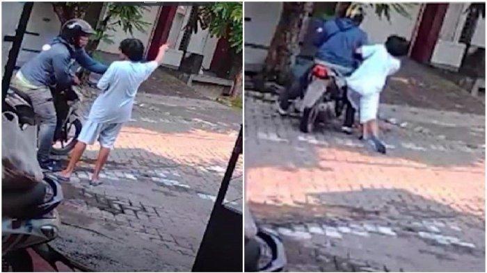 Aksi emak-emak tepis tangan penjambret hingga tersungkur (Instagram/kejadiansmg)