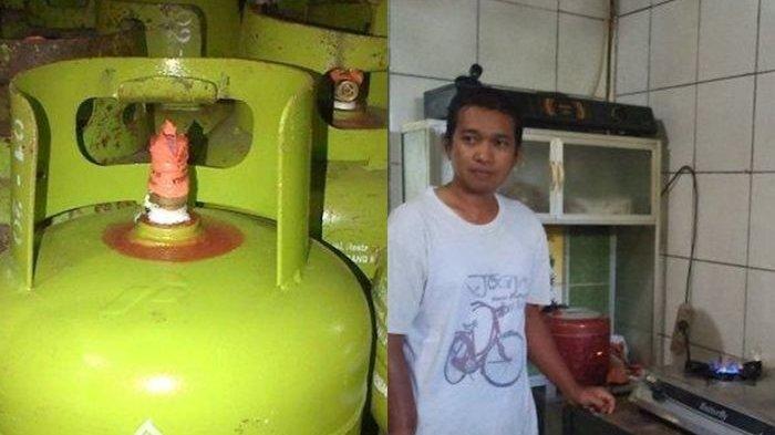 ilustrasi gas elpiji dan pria yang berhasil manfaatkan kotoran sapi untuk bahan bakar kompor.