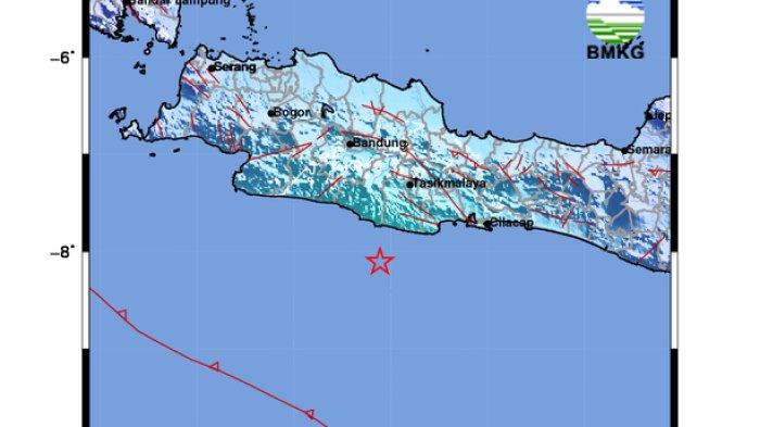 Data BMKG, gempa bumi di wilayah pesisir Kabupaten Pangandaran, Jawa Barat, Kamis (28/12/2023).