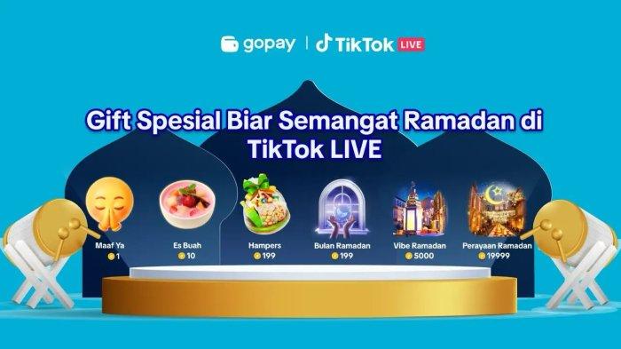 Enam stiker gift spesial Ramadan di TikTok LIVE
Enam stiker gift yang bisa dibeli dengan koin TikTok diantaranya stiker ‘Maaf Ya’ dengan nilai 1 koin, lalu stiker ‘Es Buah’ dengan nilai 10 koin, kemudian stiker ‘Hampers’ dan ‘Ramadan Moon’ bernilai 199 koin dan yang paling tinggi stiker ‘Ramadan Vibes’ bernilai 5.000 koin.
