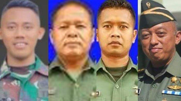 KORBAN LEDAKAN - Empat anggota TNI yang menjadi korban tewas insiden ledakan saat pemusnahan amunisi di kawasan pantai Cibalong, Garut, Jawa Barat pada Senin (12/5/2025). Dari kiri ke kanan: Pratu Afrio Setiawan, Mayor Cpl Anda Rohanda , Kopda Eri Dwi Priambodo dan Kolonel Cpl Antonius Hermawan. 