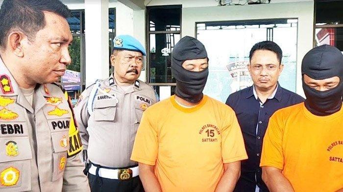 Kakak beradik, HB (kanan) dan WD (kiri), warga Desa Bumi Anyar, Kecamatan Tanjung Bumi ditetapkan sebagai tersangka atas carok massal yang menewaskan 4 orang, Jumat (12/1/2024) malam.