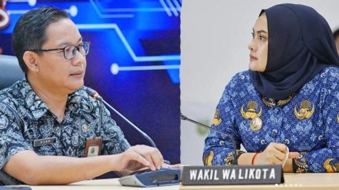 Kepala Diskominfo Kota Madiun Noor Aflah (kiri) dan Wakil Wali Kota Madiun Inda Raya Ayu Miko Saputri. Keduanya diketahui terlibat perang komentar di medsos, hingga akhirnya terjadi pelaporan ke polisi.