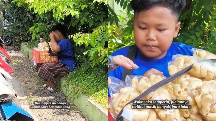 Kisah Ardi bocah penjual kerupuk nangis bantu ibunya cari nafkah, ayah sudah meninggal.