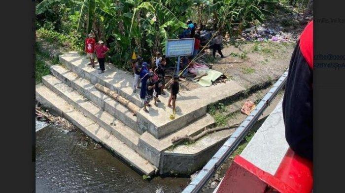 Lokasi penemuan mayat laki-laki tanpa identitas yang di bawah Jembatan Gajah Wong, Padukuhan Ngelbeng, Kalurahan Tamanan, Kapanewon Banguntapan, Kabupaten Bantul, Senin (25/11/2023).